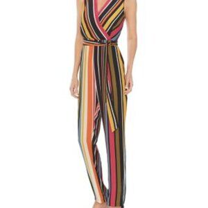 Vince Camuto Size 0 Lined Striped Jumpsuit
